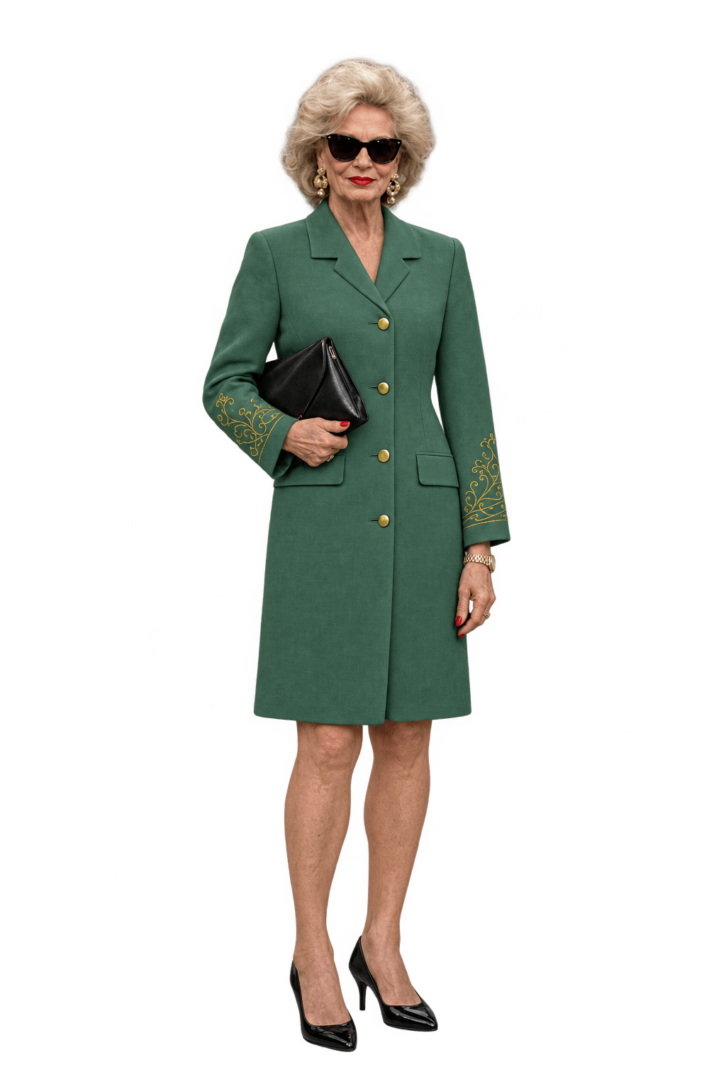1980s Sage Green Woven Coat - Model