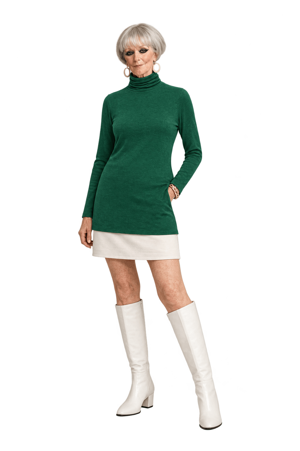 1960s Forest Green Knit Shirt - Model