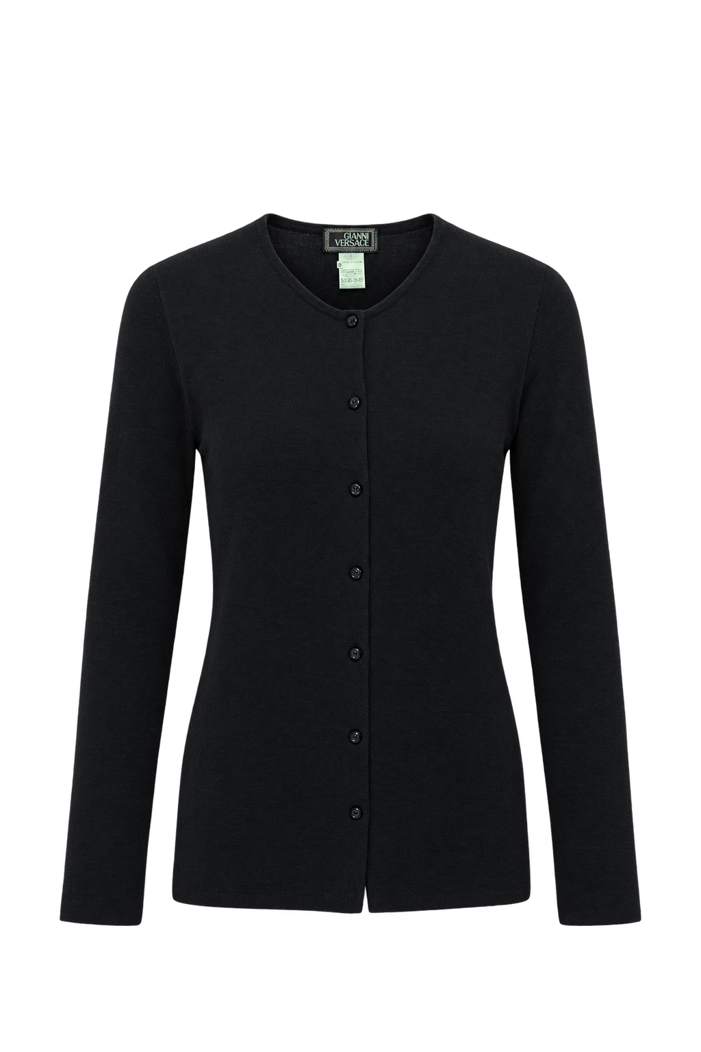 1980s Black Fine Knit Cardigan - Front View