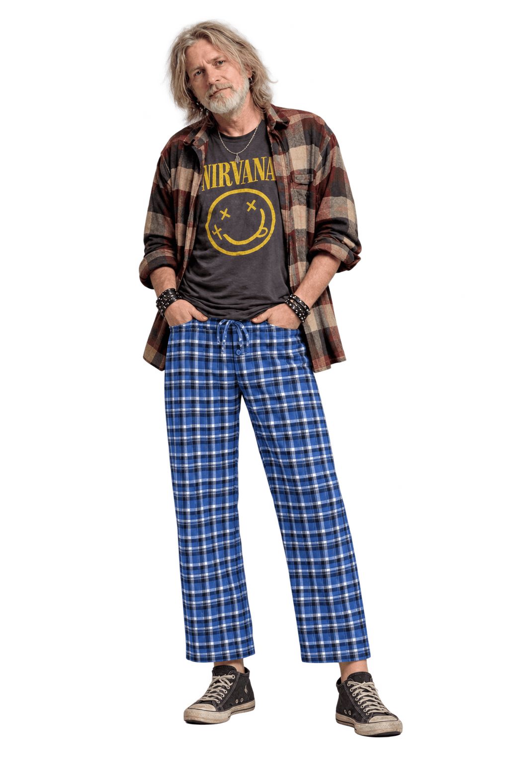 1990s Medium Blue Woven Pants - Model