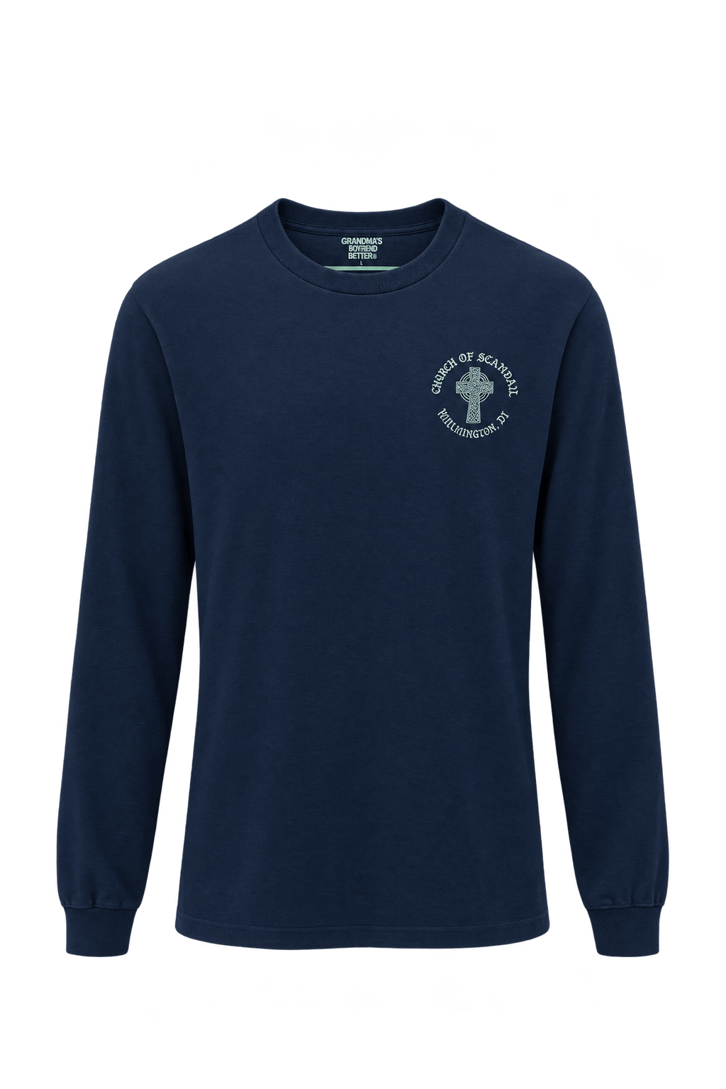 1990s Dark Navy Blue Cotton T-Shirt - Front View