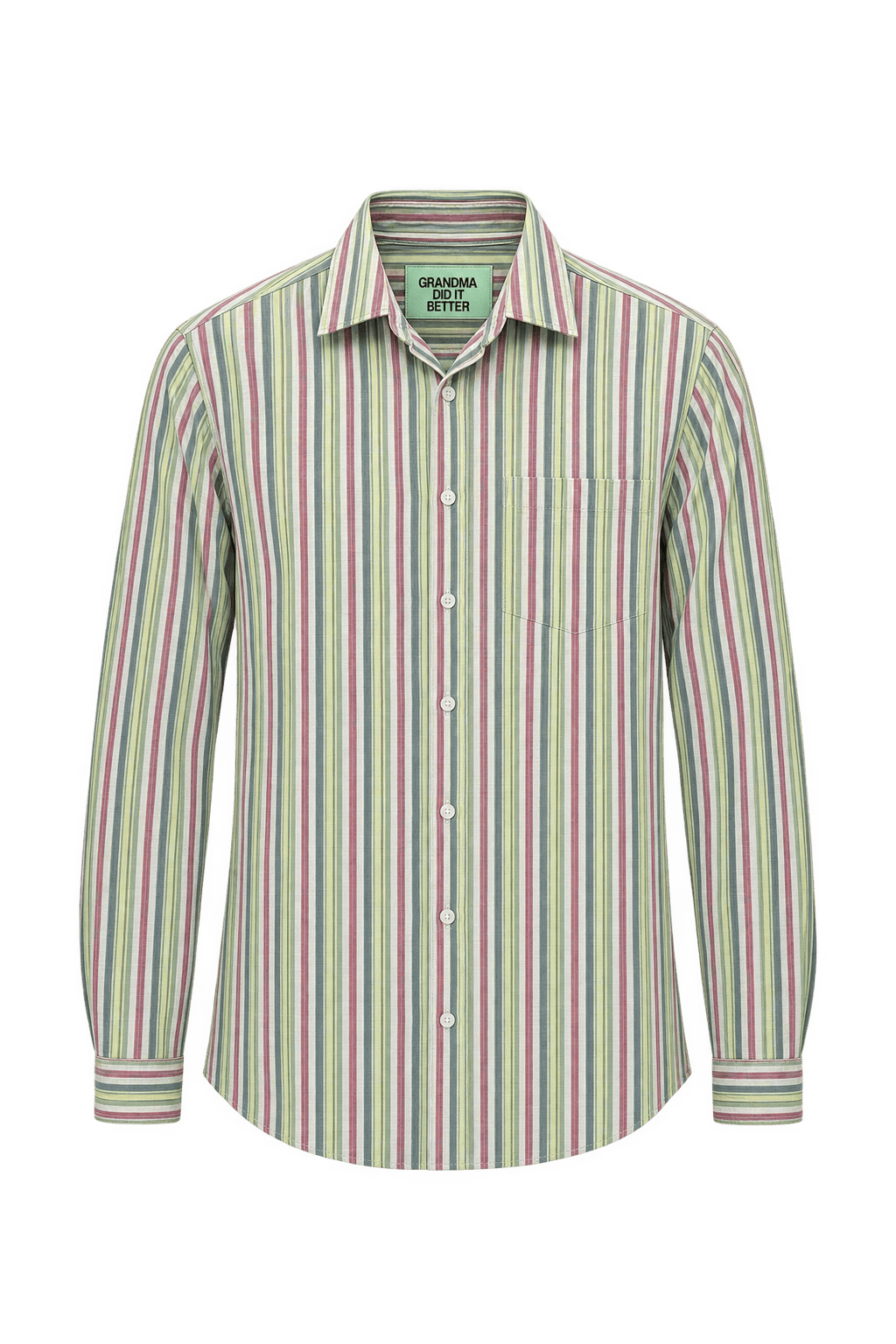 1980s Pale Sage Green Woven Button-Down Shirt - Front View