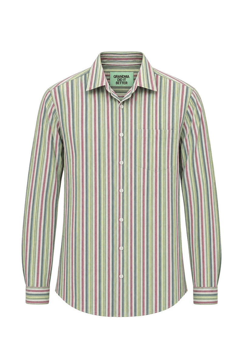 1980s Pale Sage Green Woven Button-Down Shirt - Front View