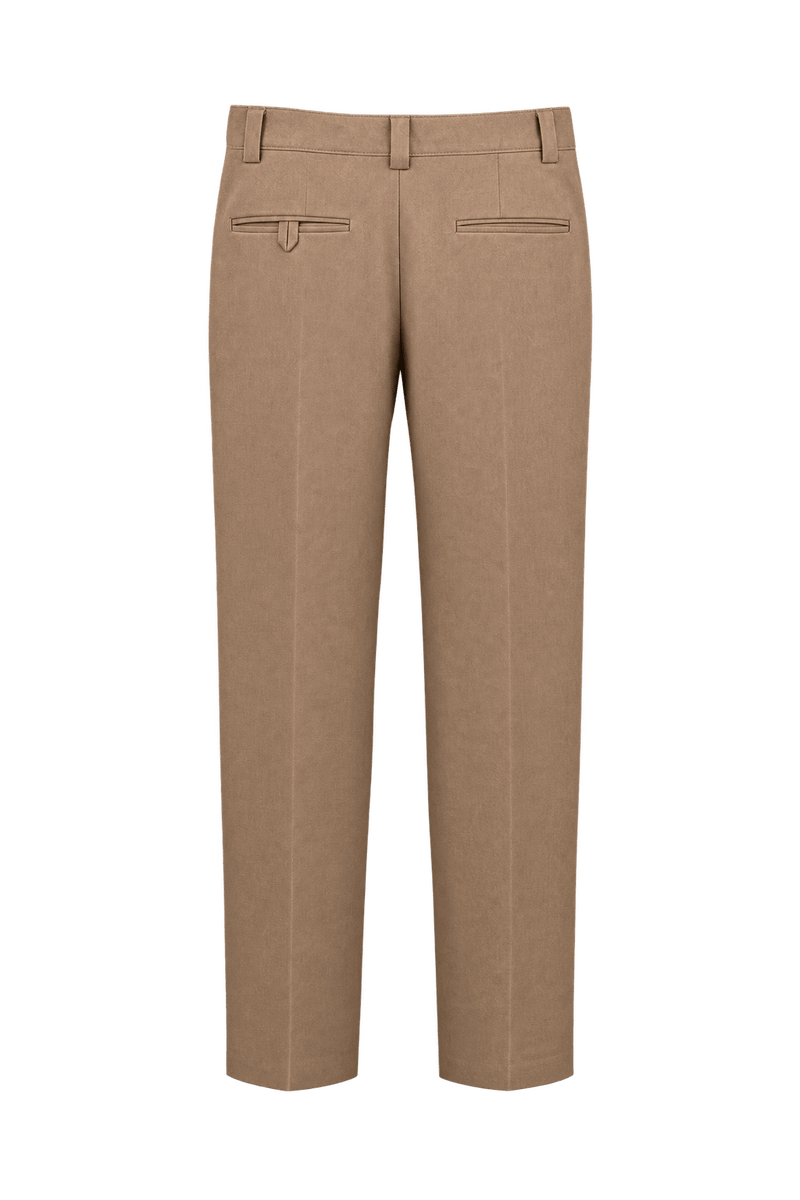 1980s Camel Tan Woven Trousers - Front View