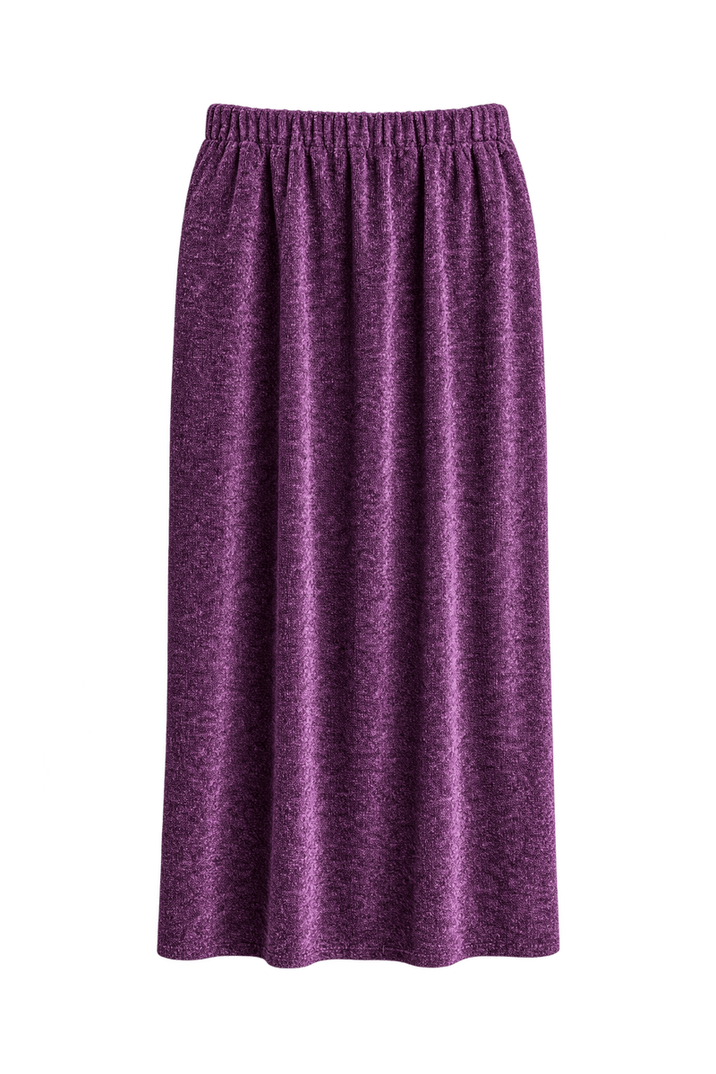 1980s Deep Plum Purple Velvet Skirt - Front View