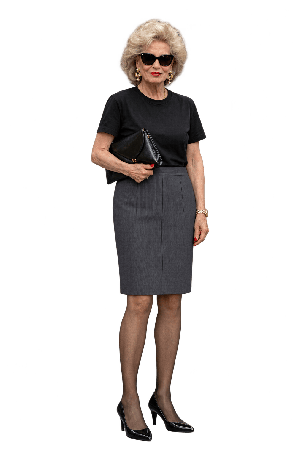 1980s Dark Charcoal Gray Woven Skirt - Model