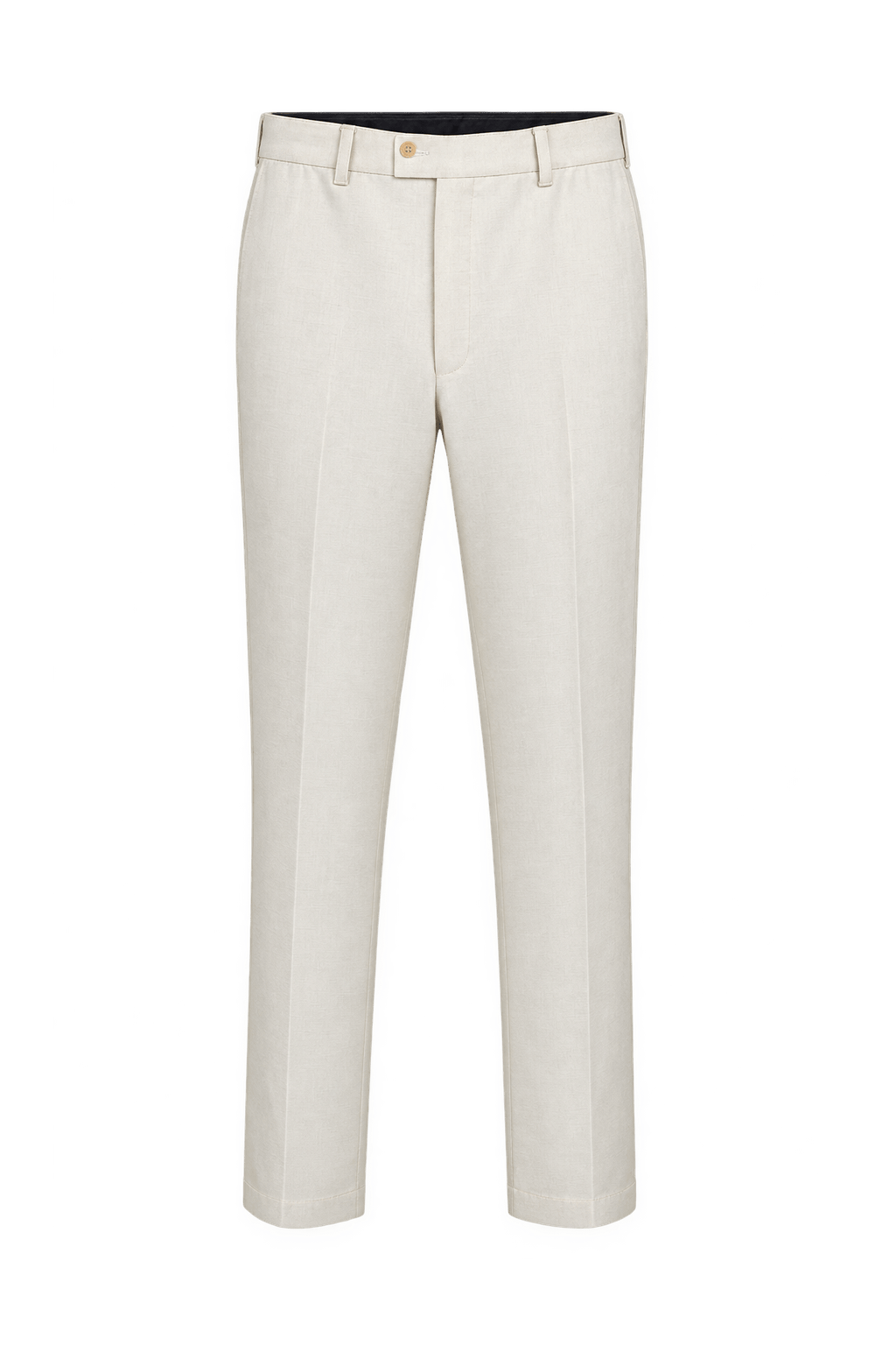 1980s Warm Ivory Cream Woven Fabric Trousers - Front View