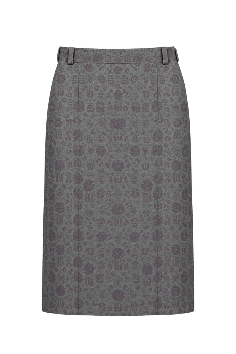 1980s Charcoal Grey Woven Skirt - Front View