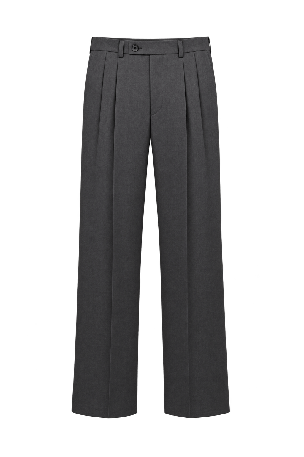 1990s Charcoal Gray Woven Fabric Trousers - Front View