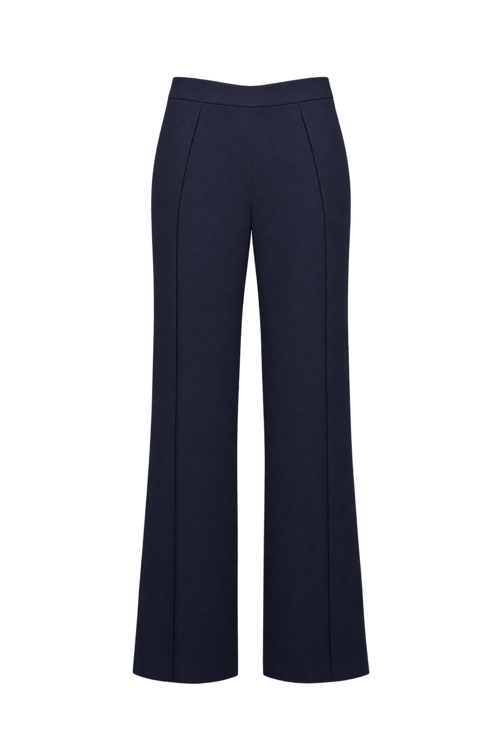 1990s Dark Navy Blue Woven Fabric Trousers - Front View
