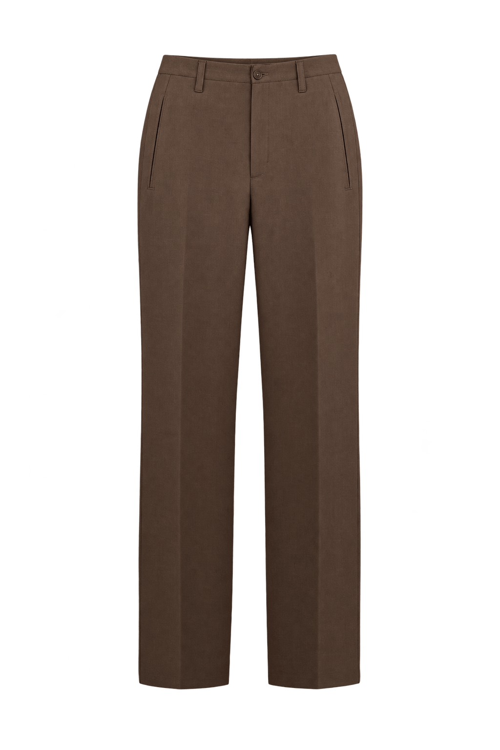 1990s Medium Taupe Brown Woven Trousers - Front View