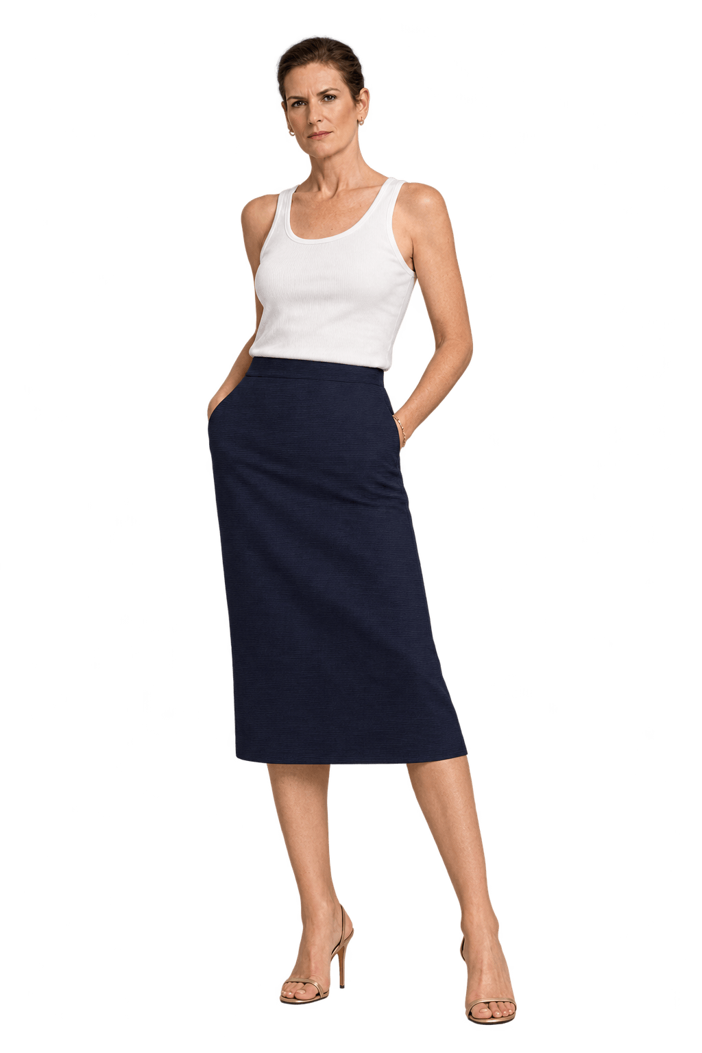 1990s Near-Black Navy Woven Skirt - Model