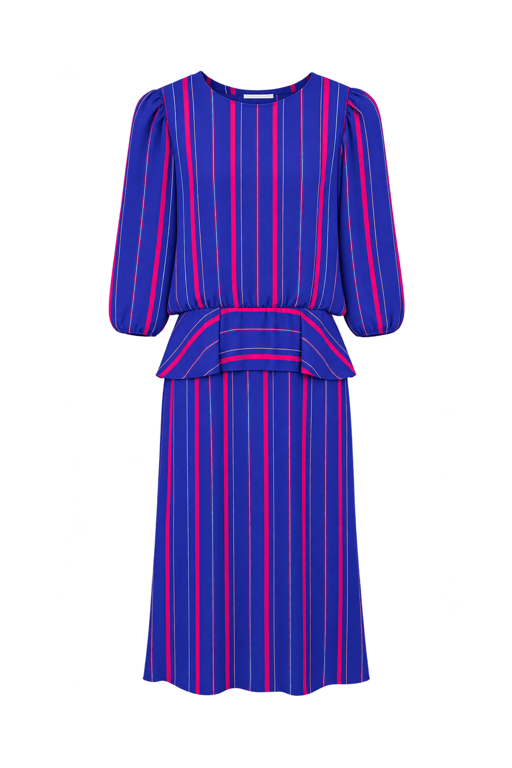 1980s Royal Blue Synthetic Dress - Front View