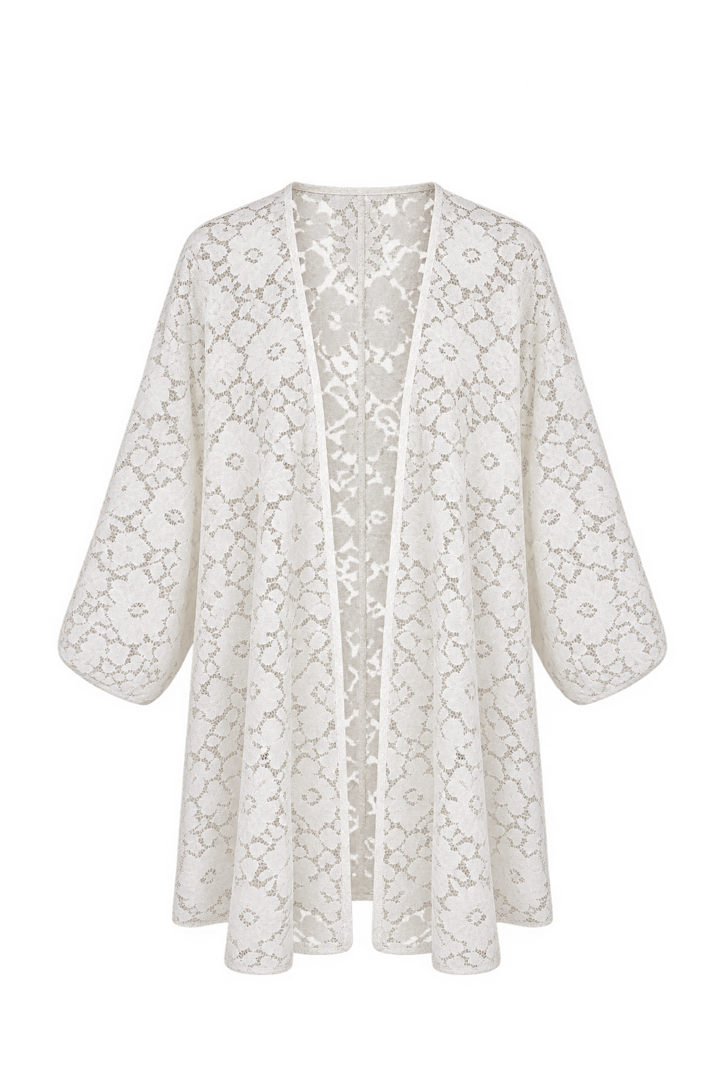 1970s Ivory White Lace Cardigan - Front View