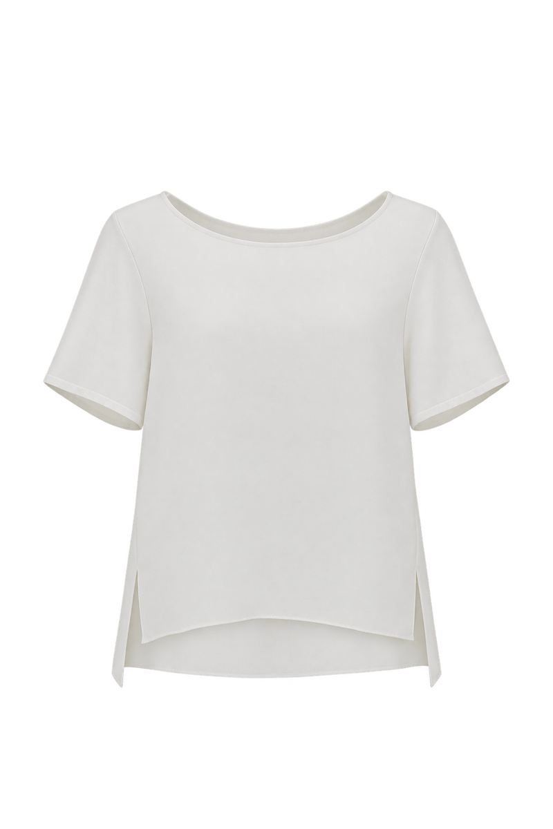 1990s Ivory White Woven Blouse - Front View