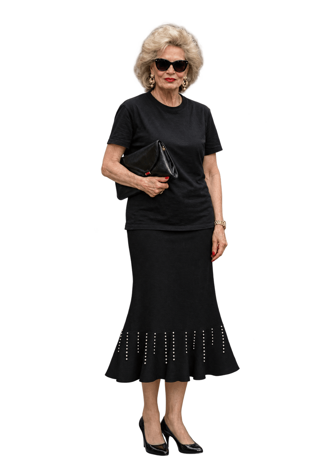 1980s Black Woven Skirt - Model