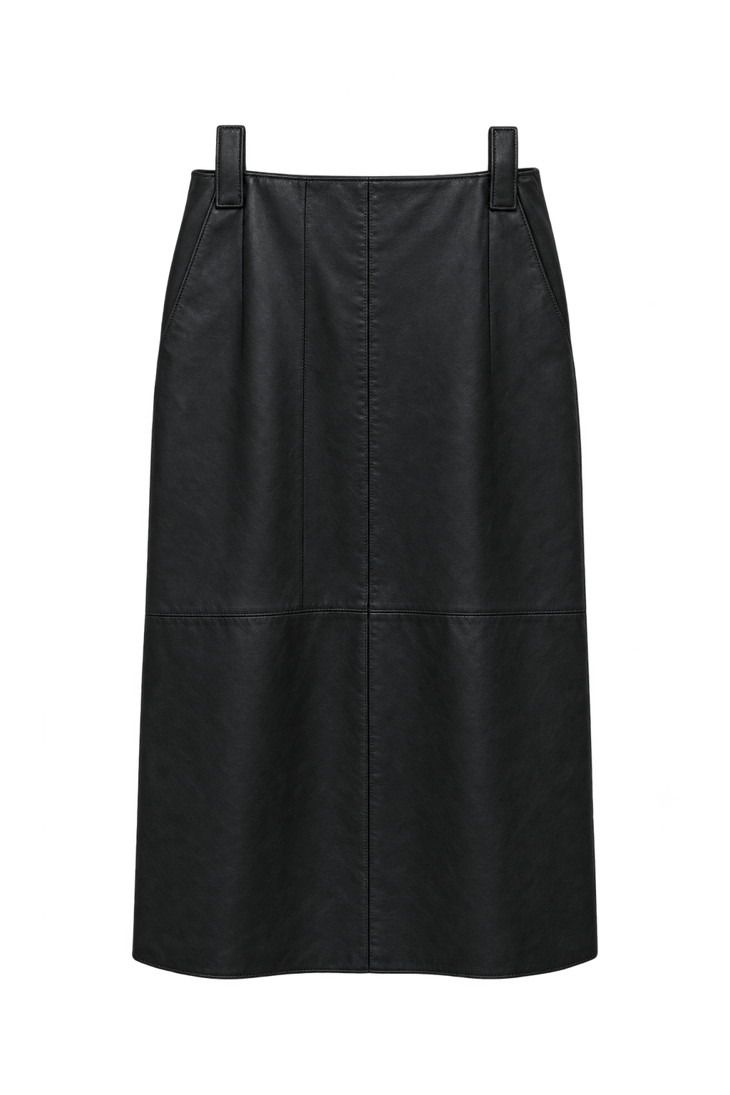 1990s Black Leather Skirt - Front View