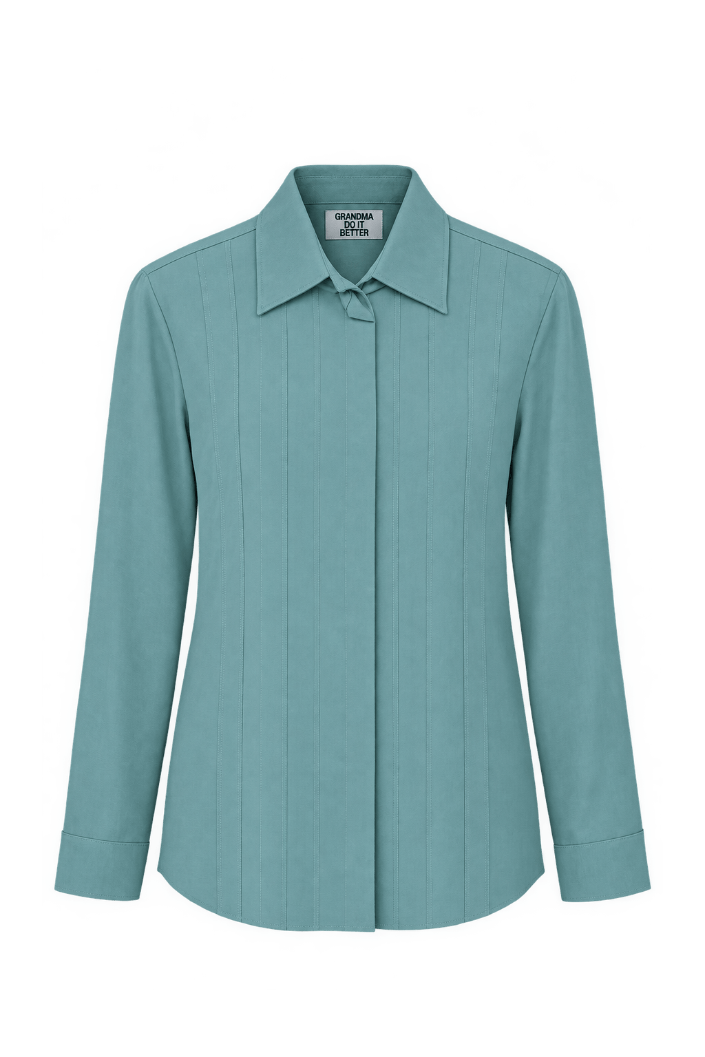 1990s Pale Blue-Green Woven Button-Down Shirt - Front View