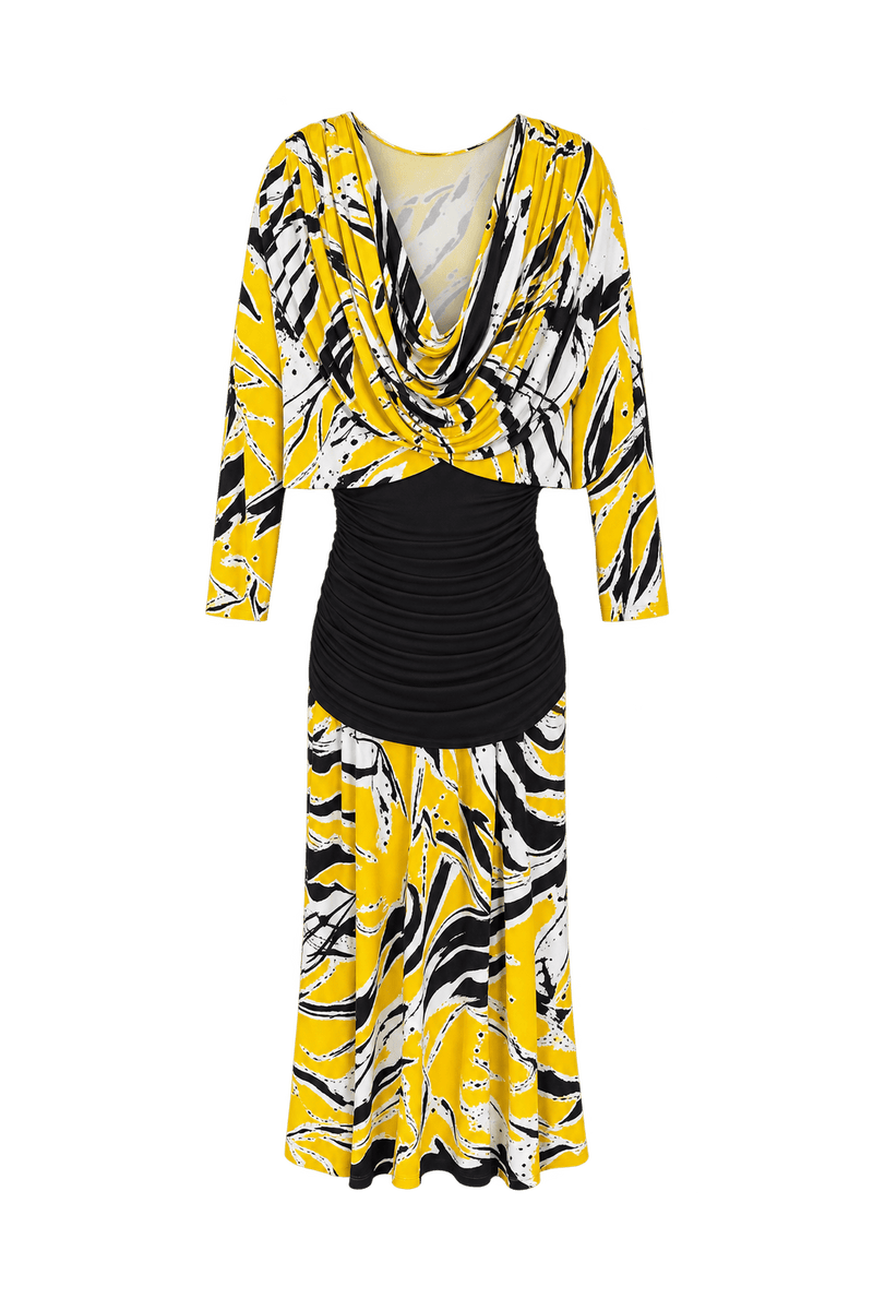 1980s Bright Yellow Synthetic Dress - Front View