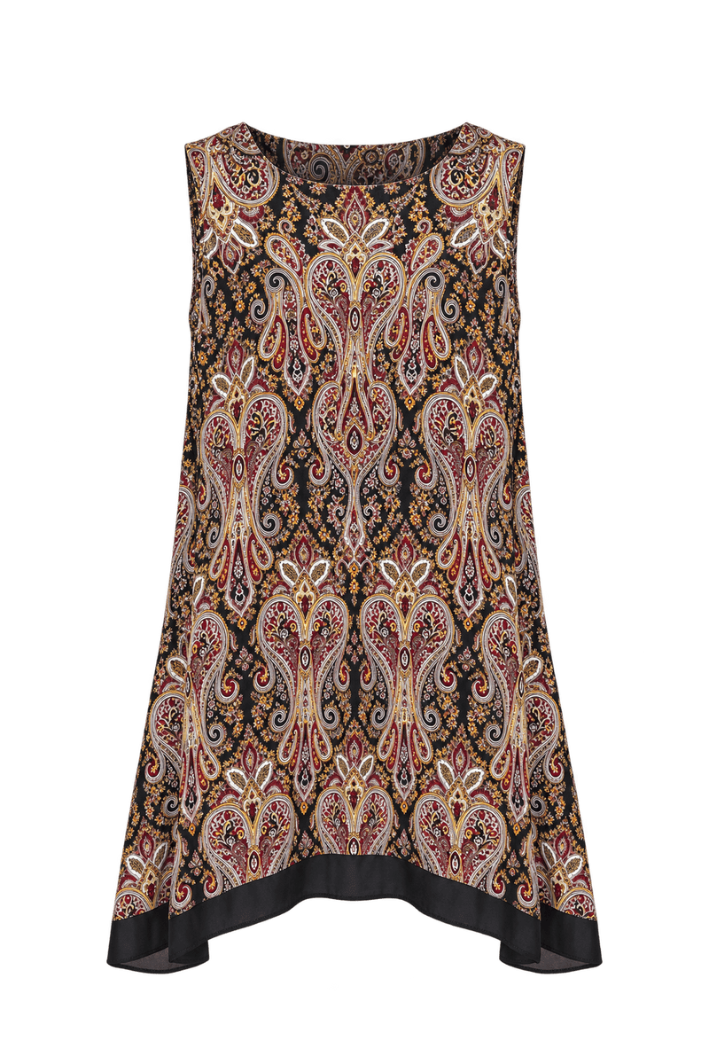1990s Black Woven Fabric Tunic - Front View