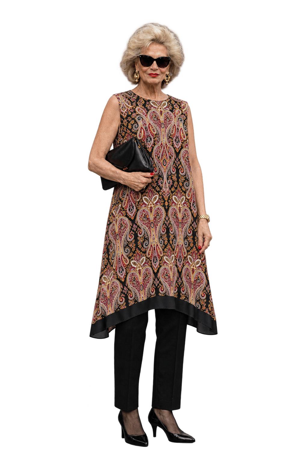 1990s Black Woven Fabric Tunic - Model