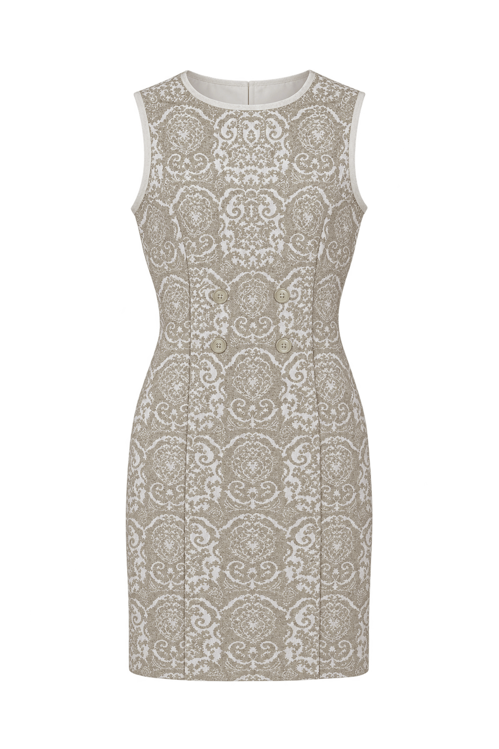 1960s Cream White Woven Mini Dress - Front View