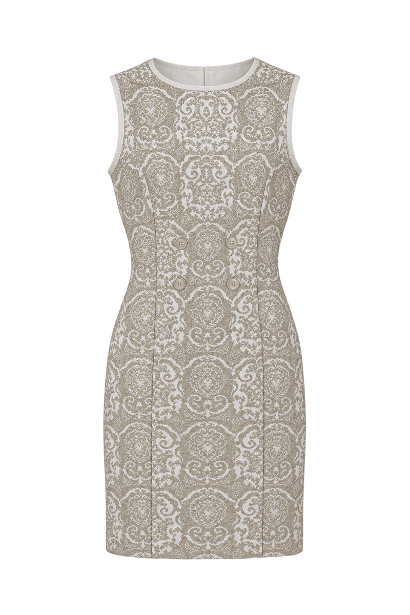 1960s Cream White Woven Mini Dress - Front View