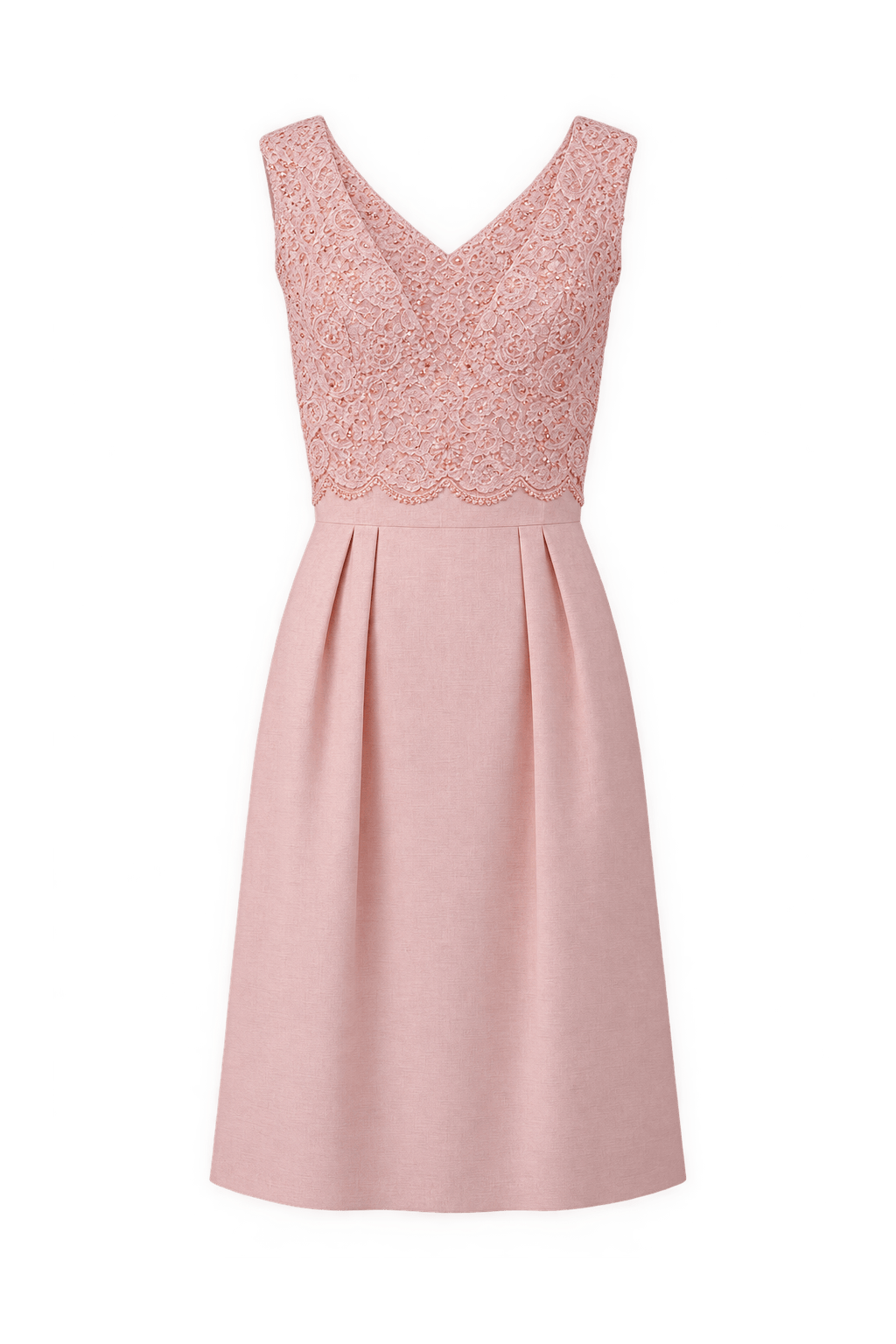 1950s Pale Blush Pink Woven Fabric Dress - Front View