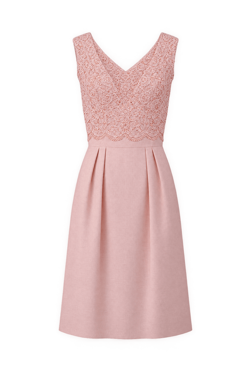 1950s Pale Blush Pink Woven Fabric Dress - Front View