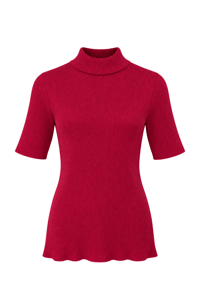 1960s Deep Burgundy Red Knit Sweater - Front View