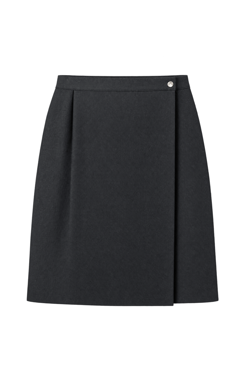 1980s Black Woven Skirt - Front View