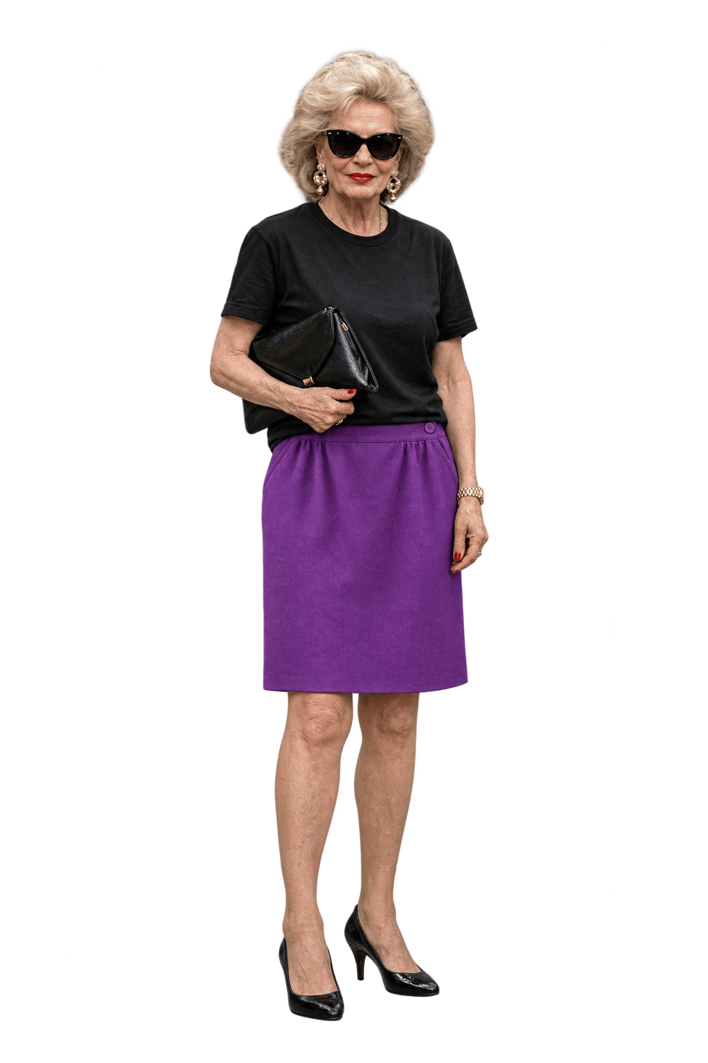 1980s Rich Purple Woven Skirt - Model