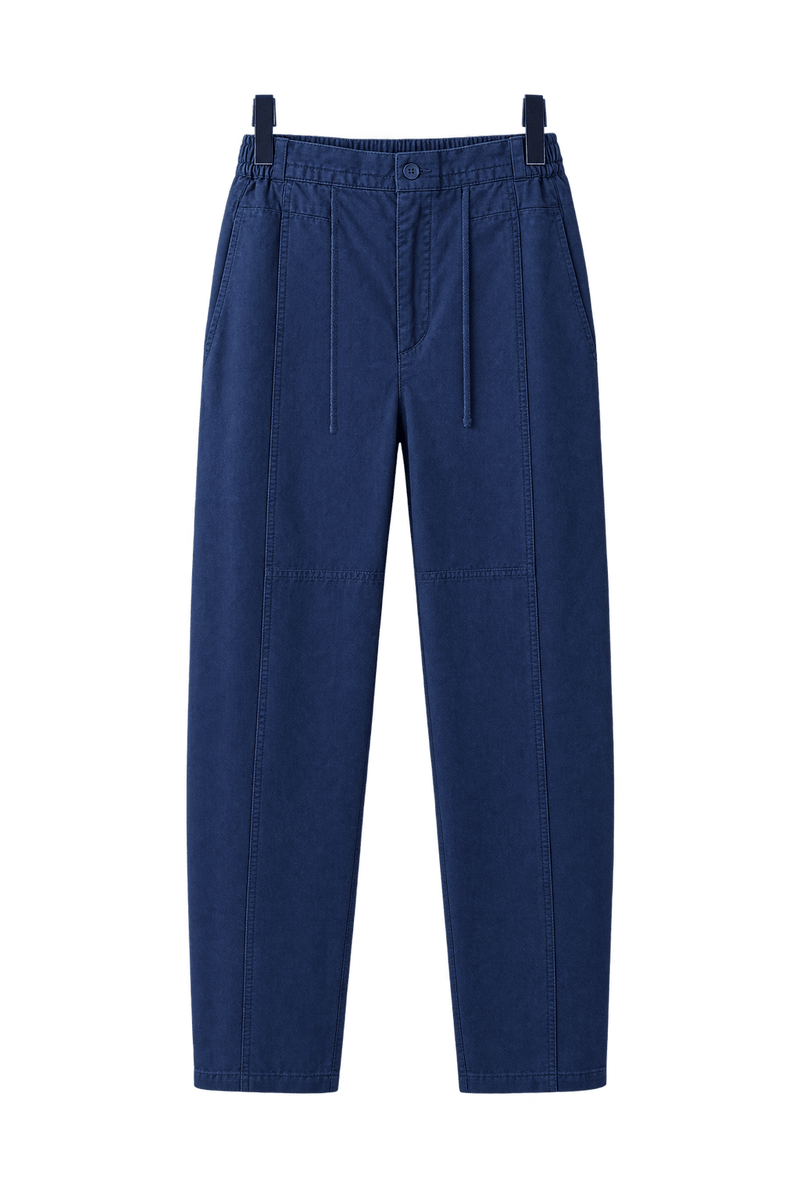 1990s Navy Blue Woven Trousers - Front View