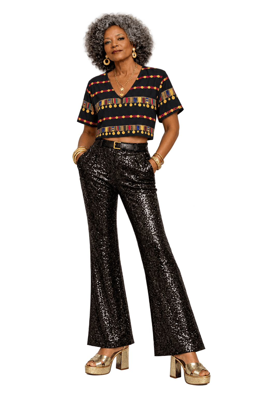 1980s Black Woven Blouse - Model