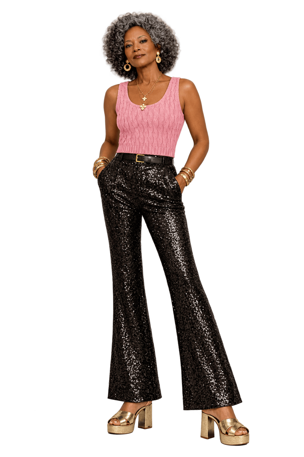 1980s Dusty Pink Knit Vest - Model