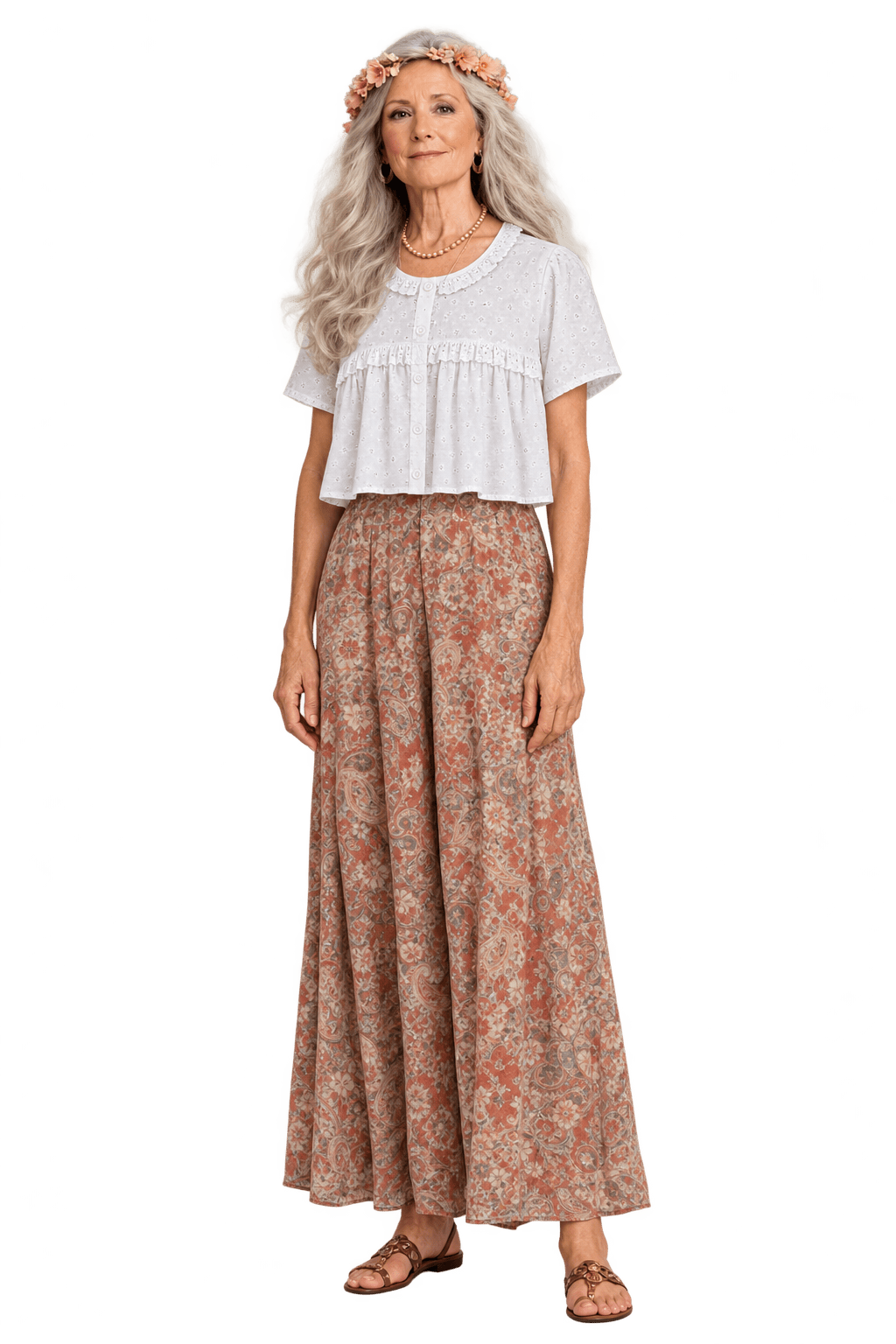 1970s Soft White Cotton Blouse - Model