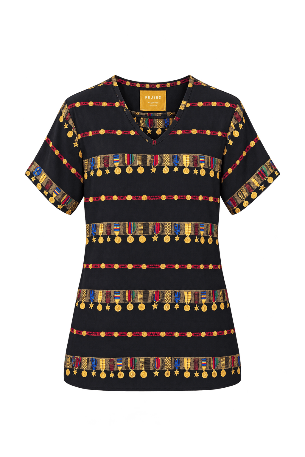 1980s Black Woven Blouse - Front View