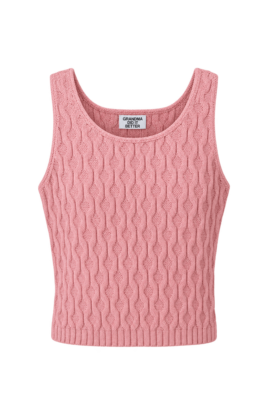 1980s Dusty Pink Knit Vest - Front View