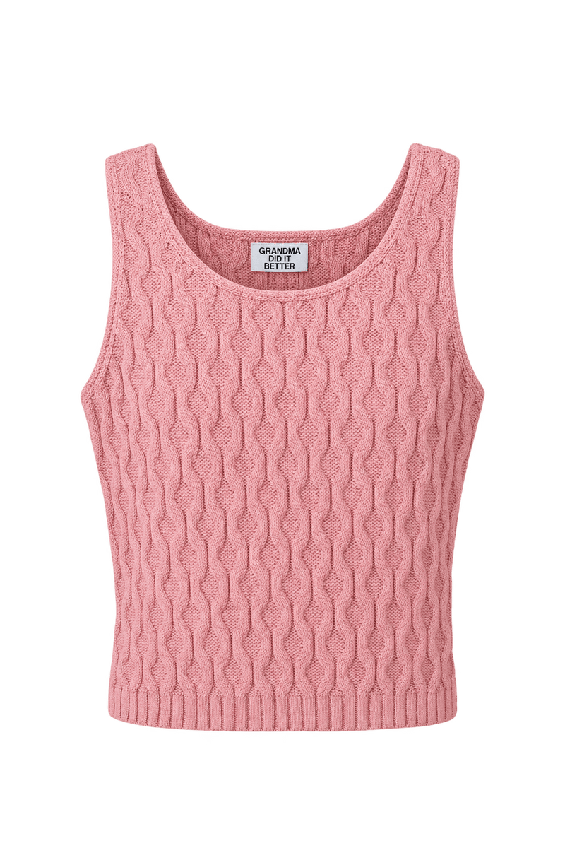 1980s Dusty Pink Knit Vest - Front View