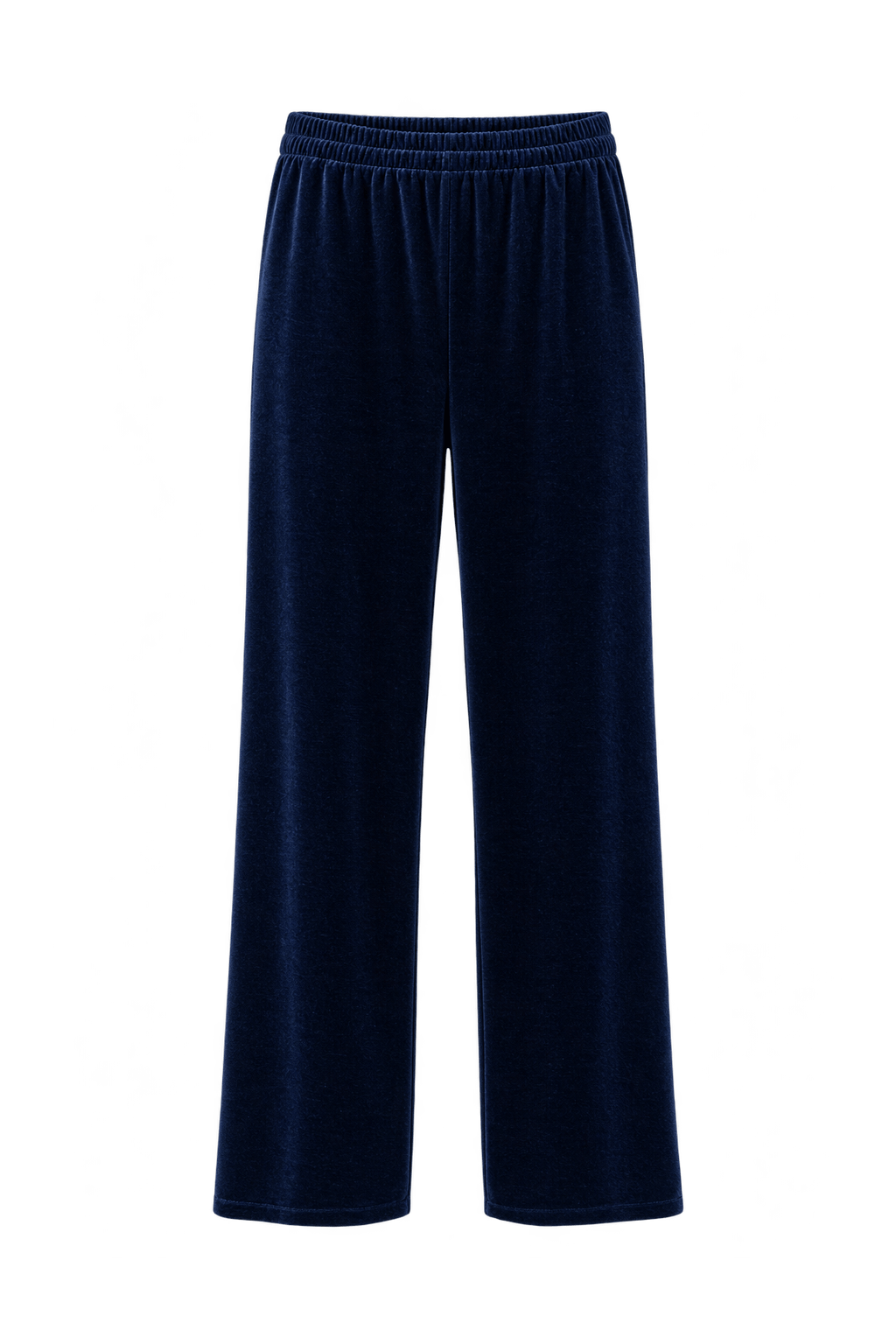 1990s Deep Navy Blue Velvet Pants - Front View