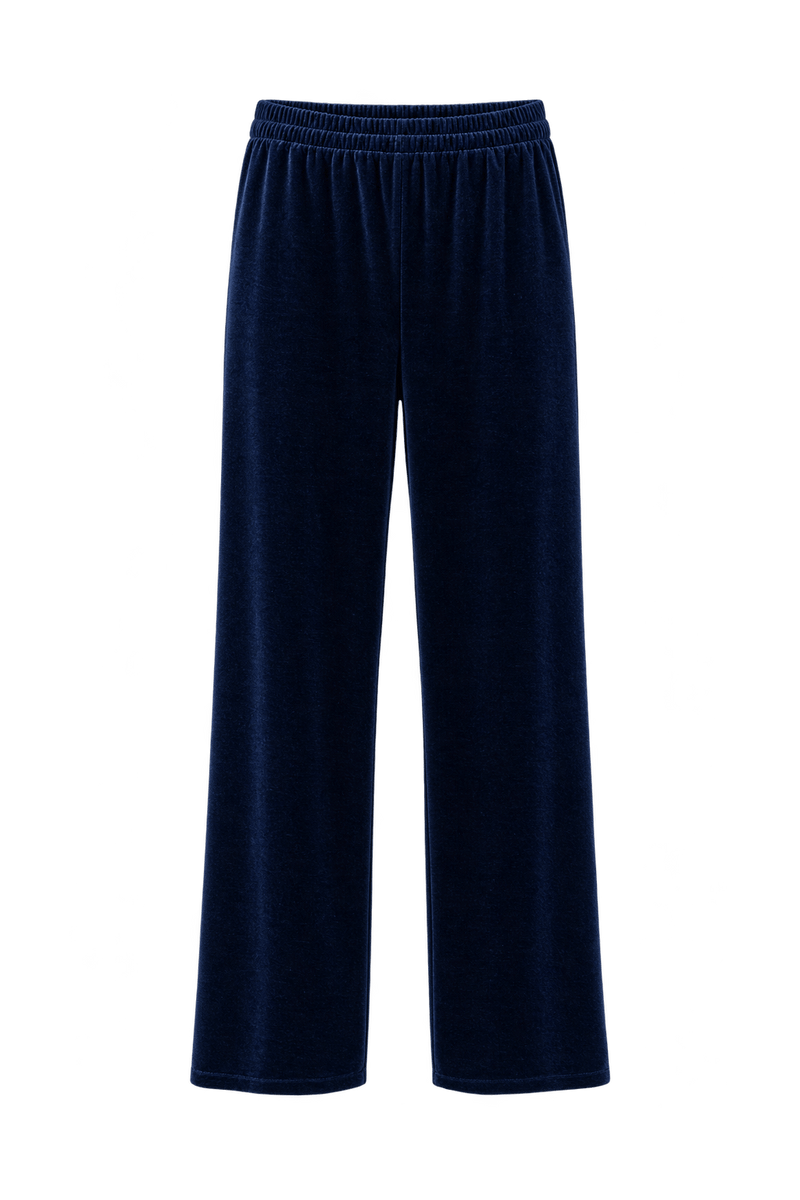 1990s Deep Navy Blue Velvet Pants - Front View
