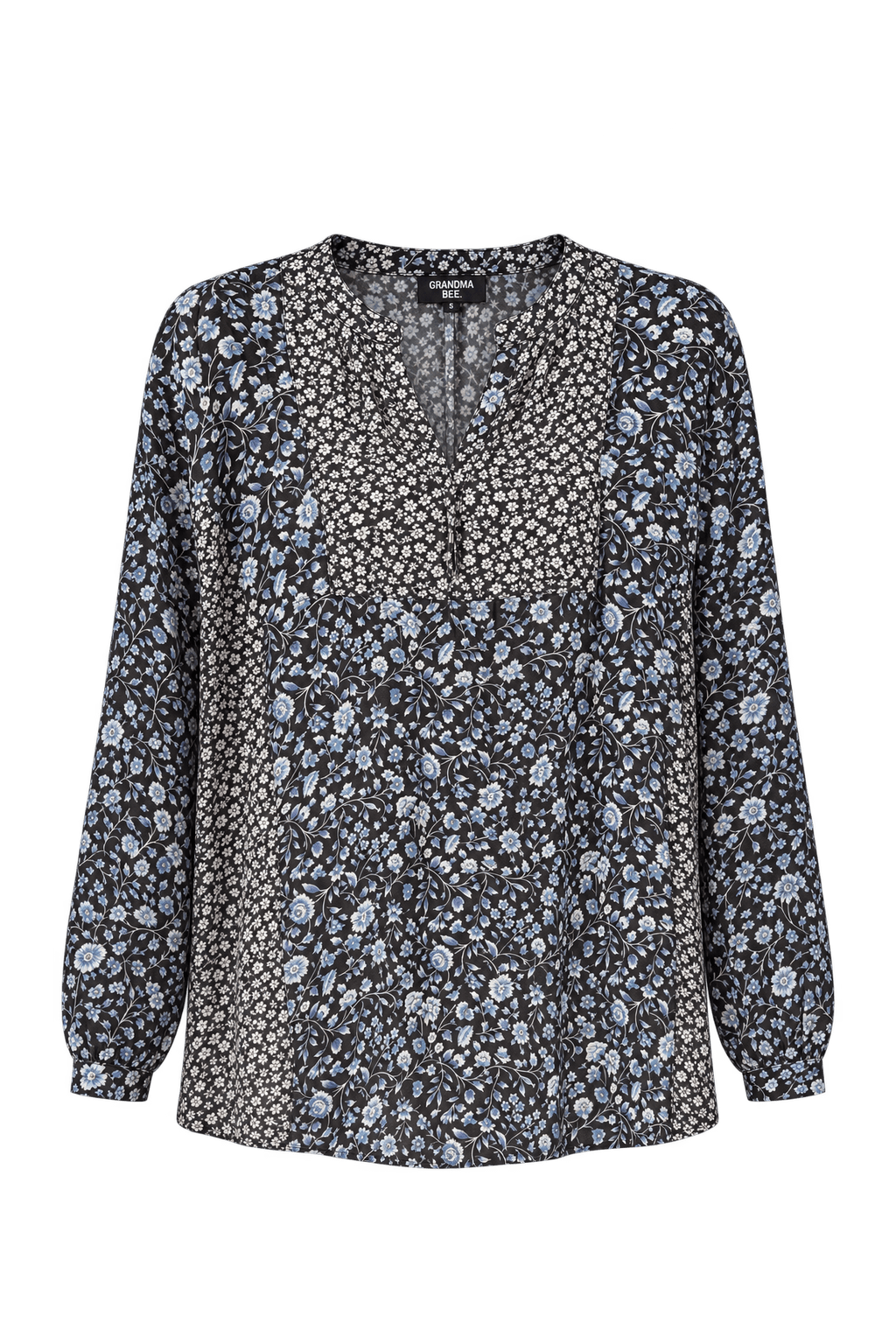1970s Black Lightweight Blouse - Front View