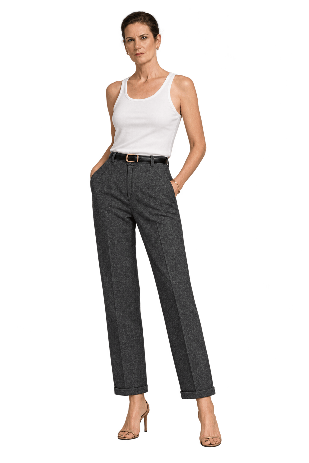 1990s Charcoal Grey Knit Trousers - Model