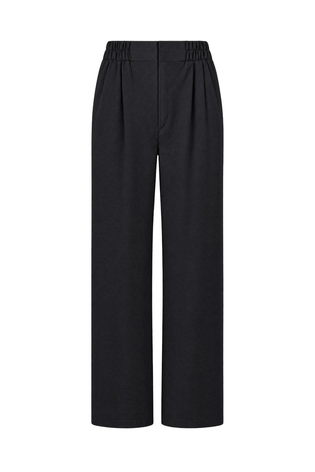 1990s Charcoal Black Woven Fabric Trousers - Front View