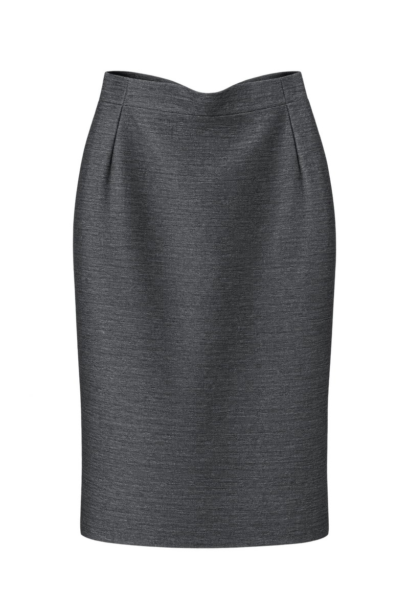 1980s Silvery Charcoal Gray Woven Skirt - Front View