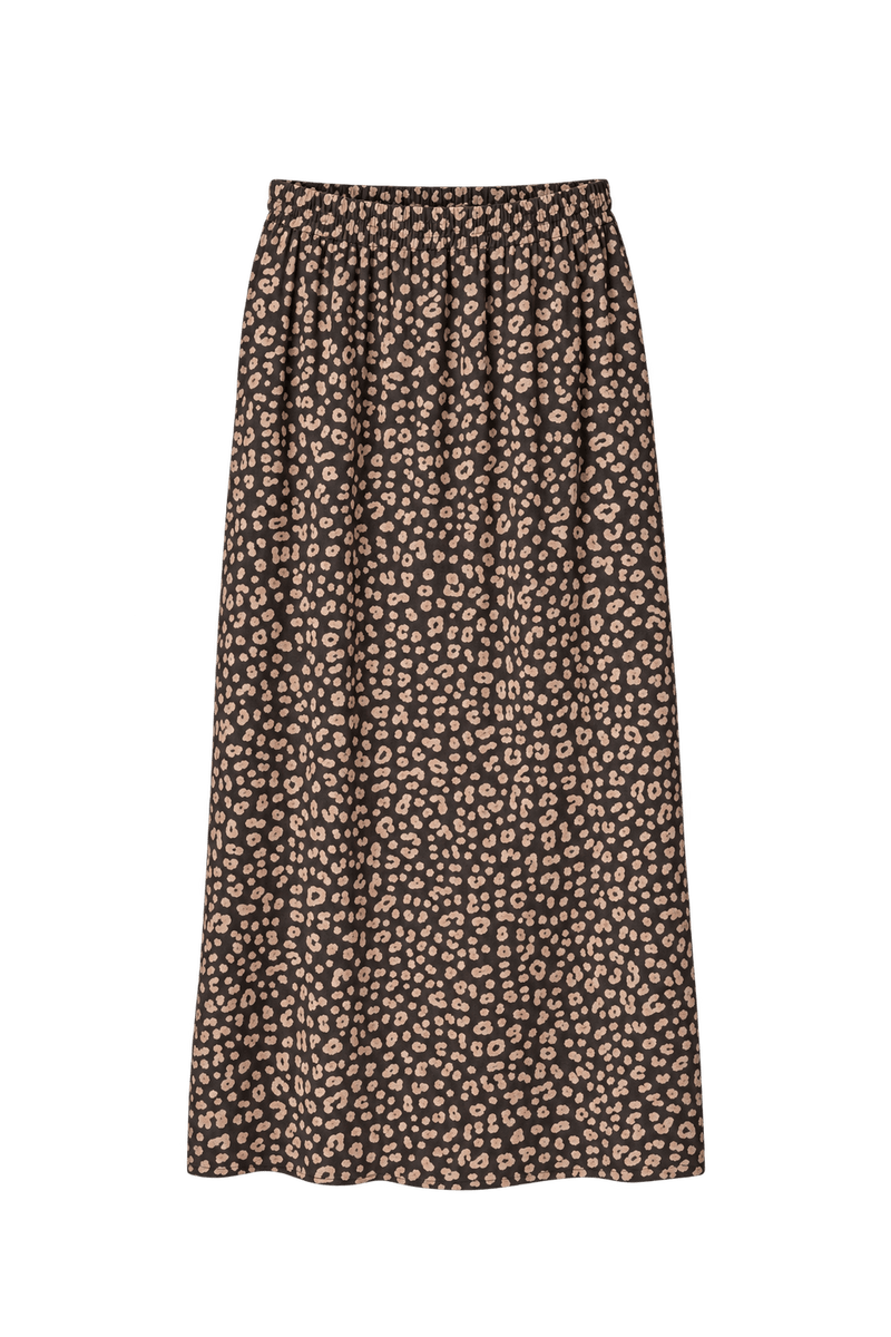 1980s Dark Charcoal Brown Woven Skirt - Front View