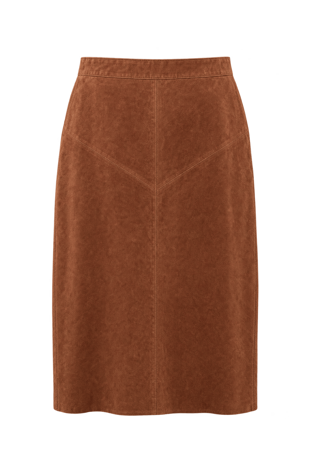 1970s Rust Brown Suede Skirt - Front View