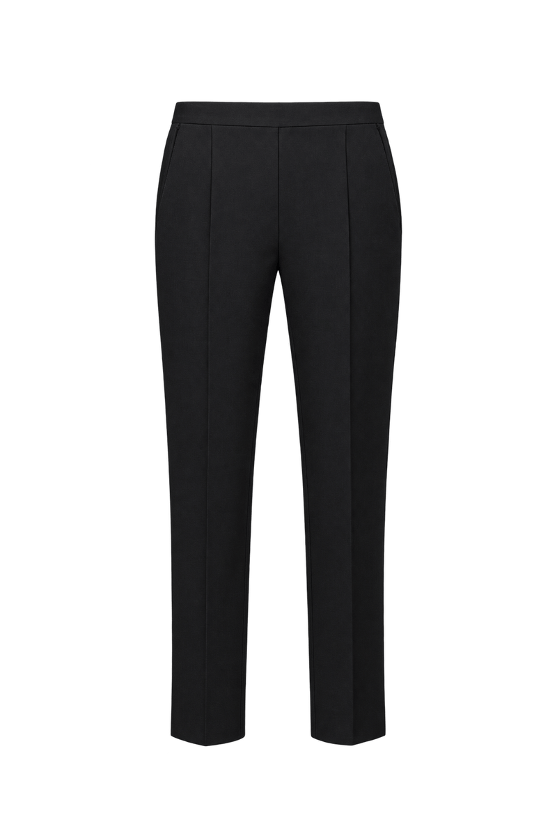 1980s Near-Black Navy Woven Trousers - Front View