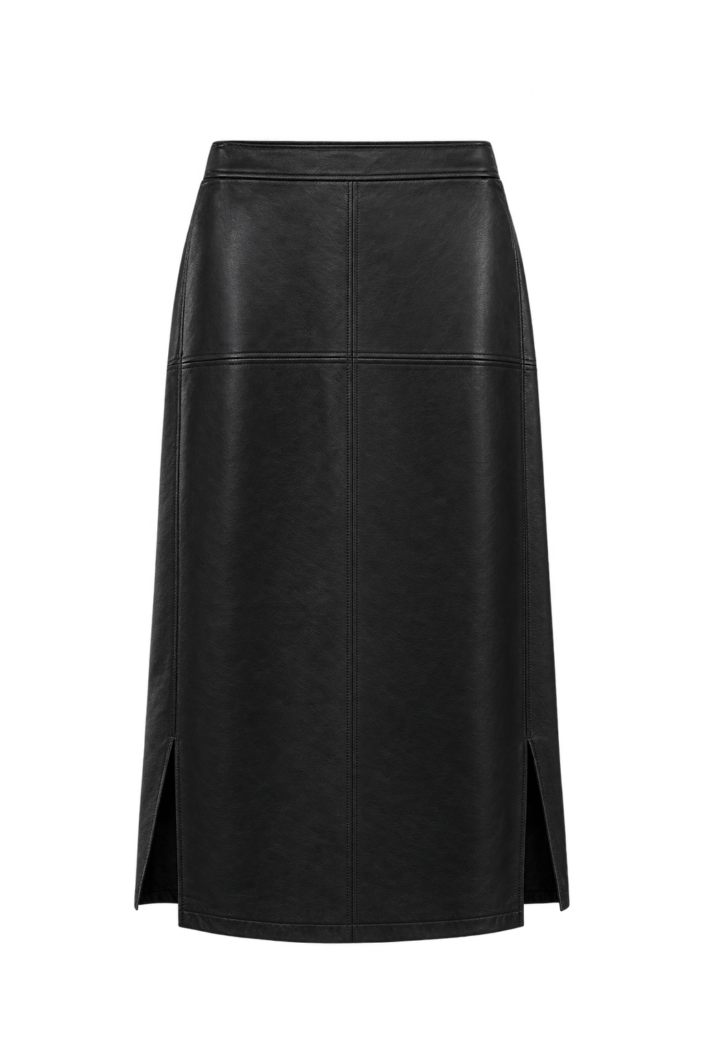 1970s Black Leather Skirt - Front View