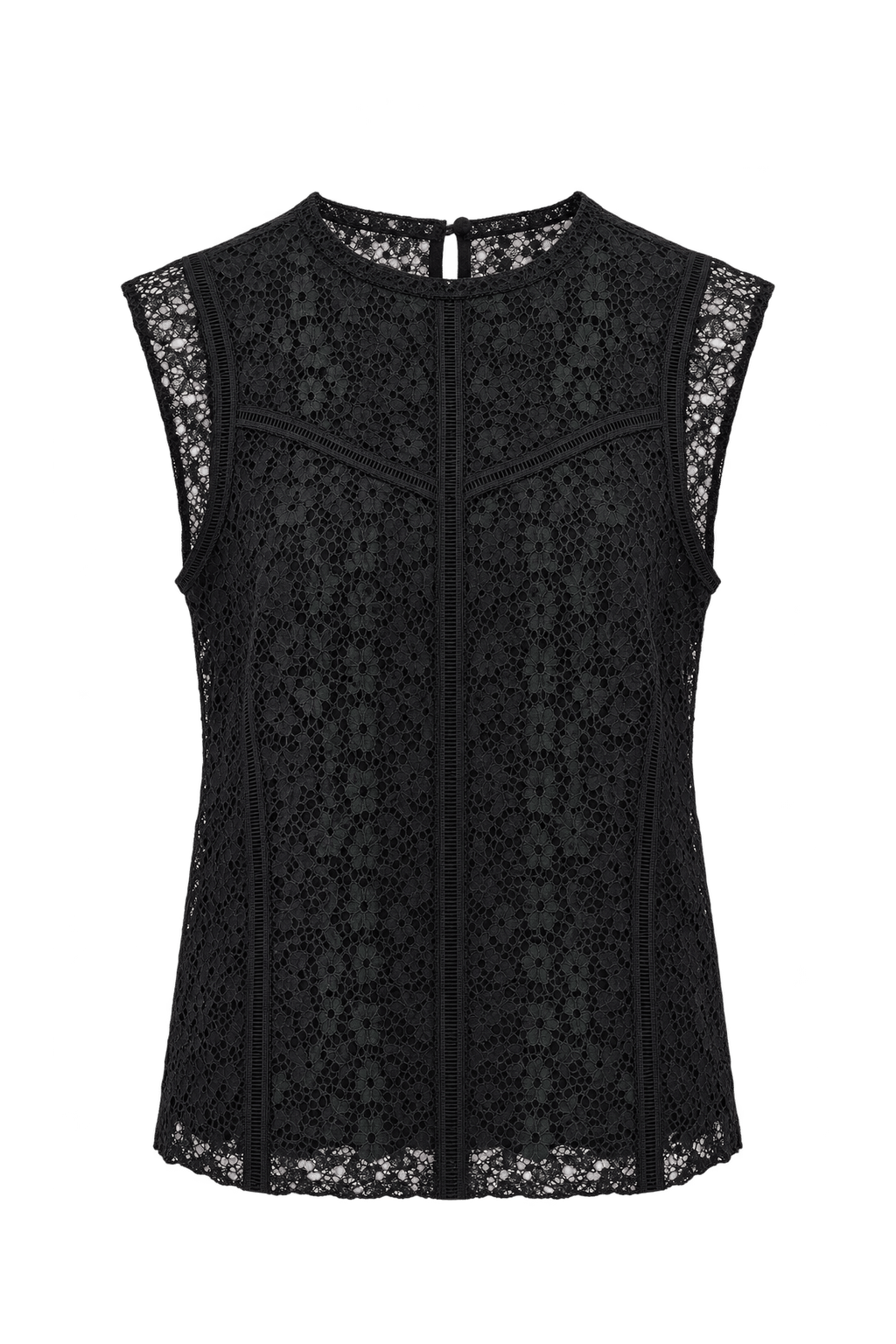 1990s Black Lace Blouse - Front View